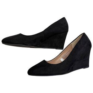 A New Day Black Faux Suede Wedge Heels Size Women 7.5